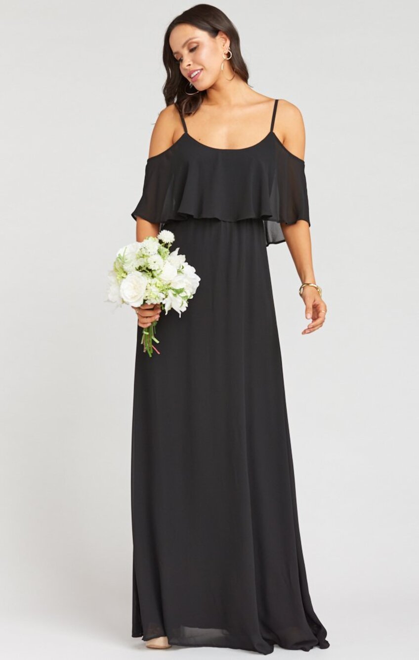 Show Me Your Mumu Caitlin Ruffle Maxi Dress Black Chiffon Medium